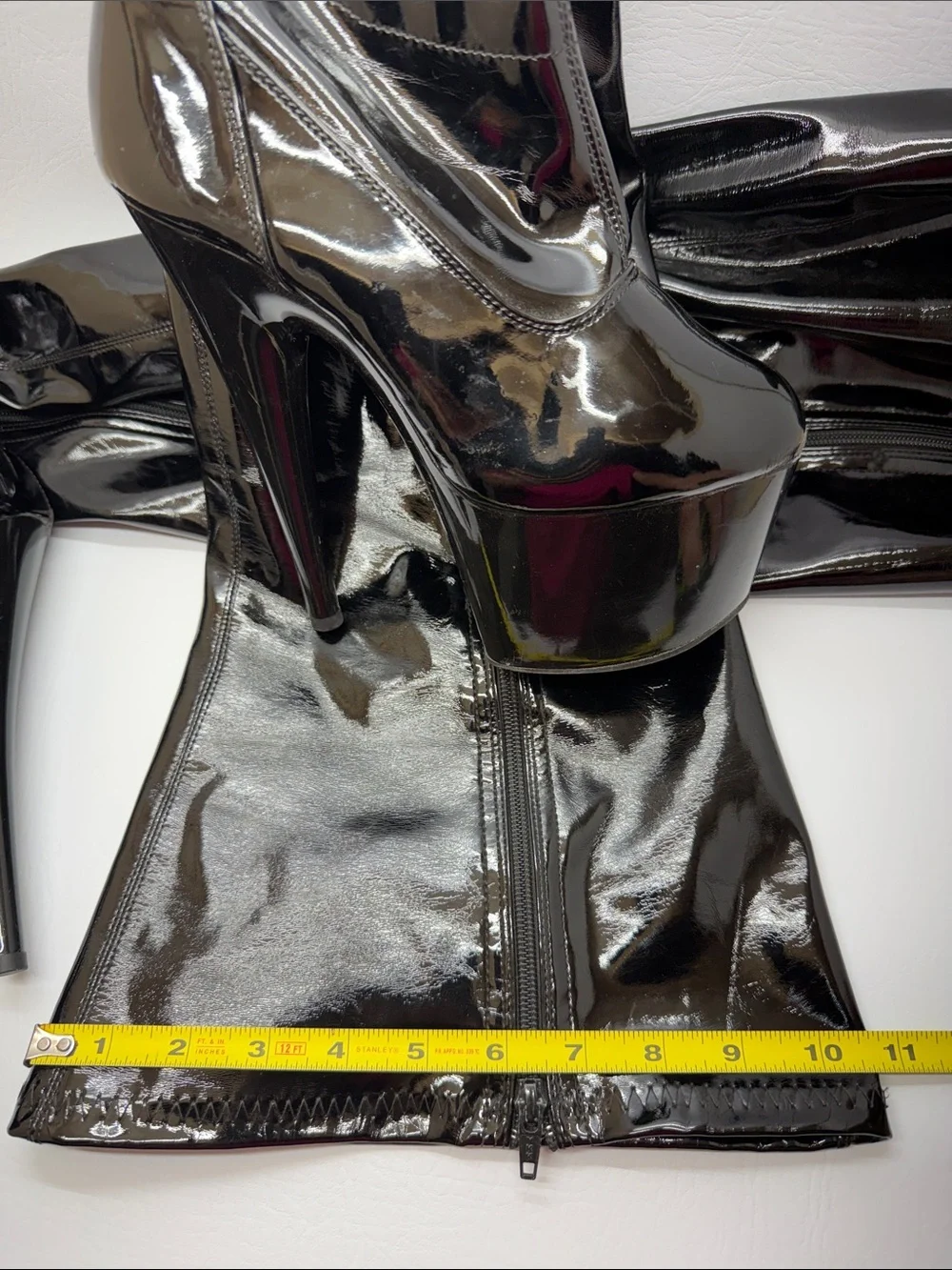Glossy Black Patent Over-the-Knee Platform Boots